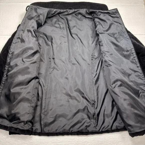 Vintage Quilted Black Velvet Mandarin Collar Jacket Women's Asian Inspired Coat - Picture 9 of 15